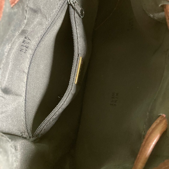 Vintage 1990s Nine West Small Hobo Bag Brown Leather Black Suede - Picture 10 of 10